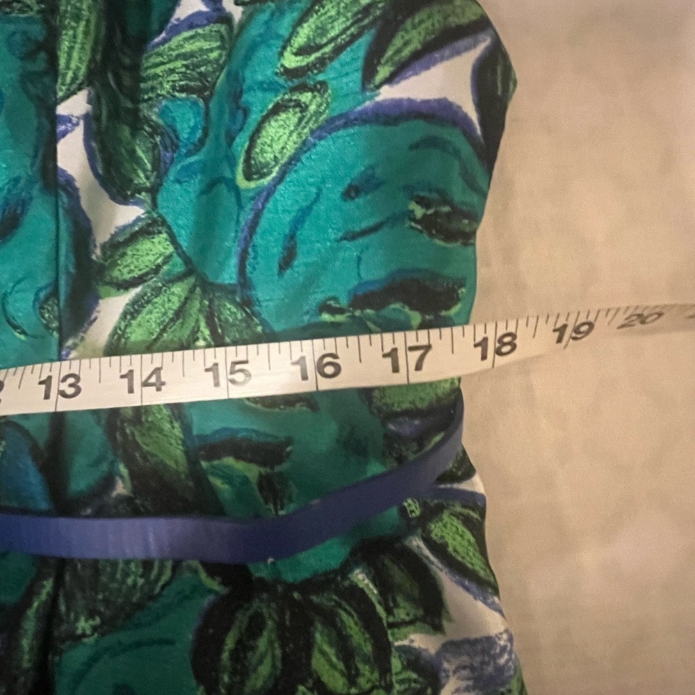 NWT Liz Claiborne Fit & Flare Floral Blue and Green Sleeveless Dress, size 16 - Picture 7 of 9